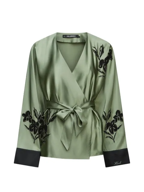 Karl Lagerfeld floral-embroidered wrap blouse