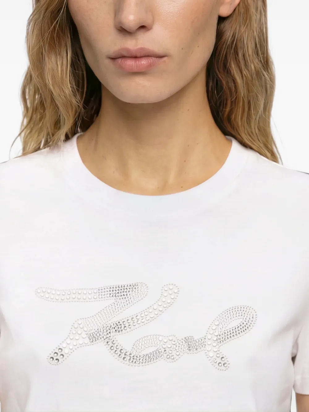 Karl Lagerfeld rhinestone-embellished T-shirt Wit