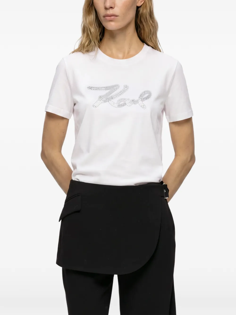 Karl Lagerfeld rhinestone-embellished T-shirt Wit