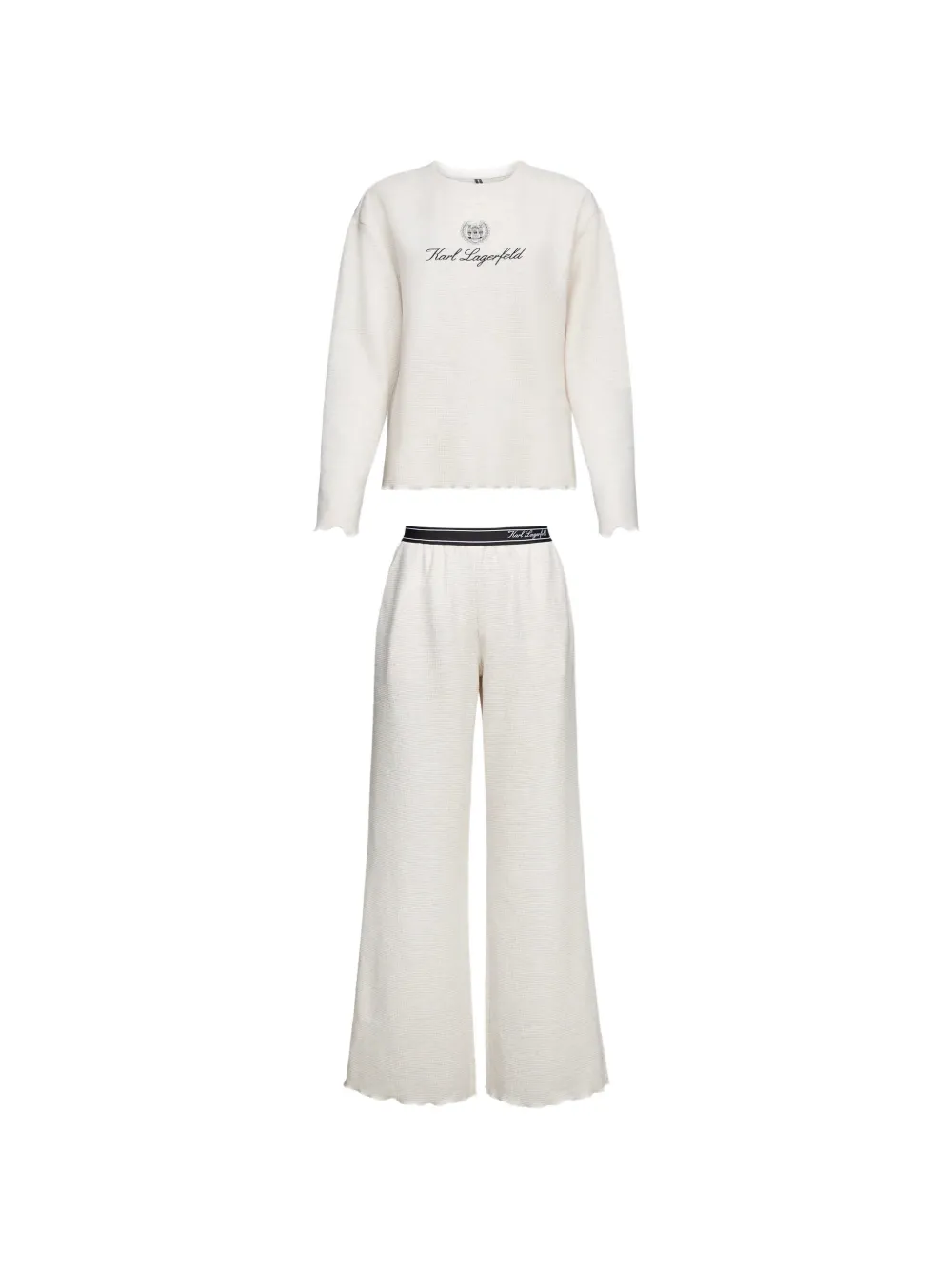 Karl Lagerfeld logo-detail waffle-knit pajamas set Beige