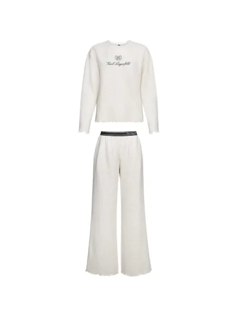 Karl Lagerfeld logo-detail waffle-knit pajamas set