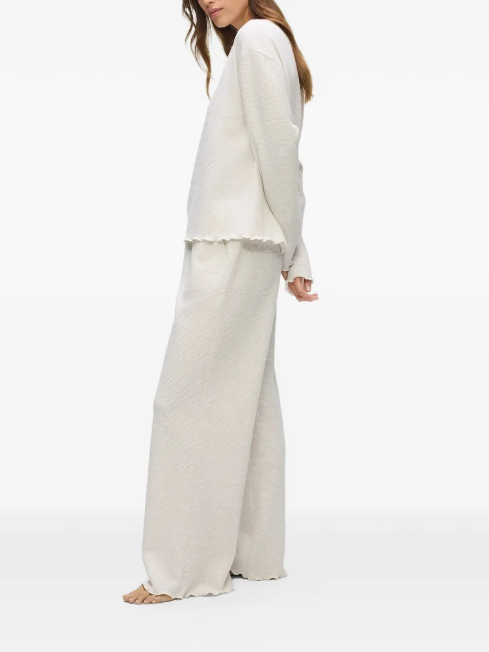Karl Lagerfeld logo-detail waffle-knit pajamas set Beige