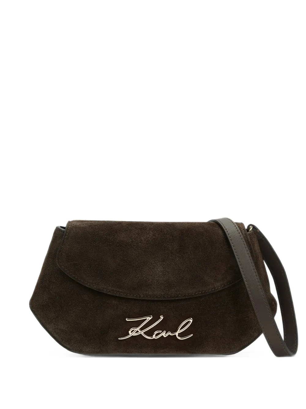 Karl Lagerfeld K/Signature suede cross body bag - Marrone