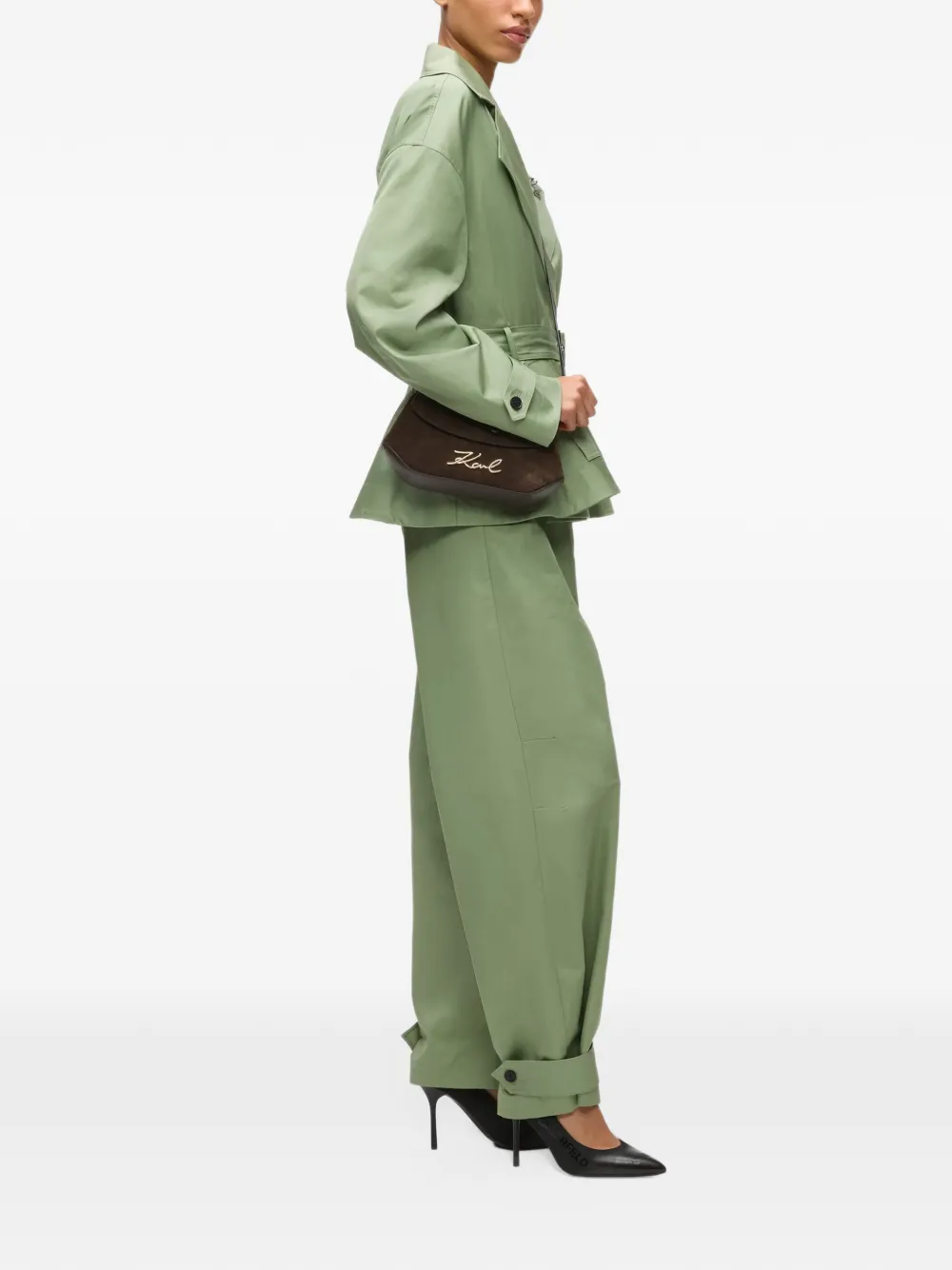 Karl Lagerfeld K Signature suede cross body bag Bruin