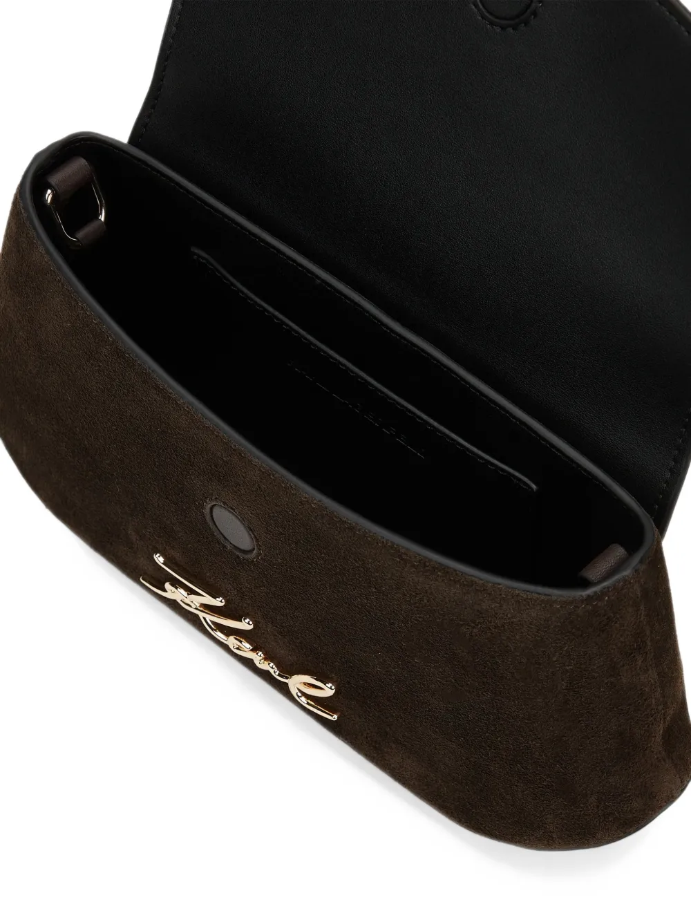 Karl Lagerfeld K Signature suede cross body bag Bruin