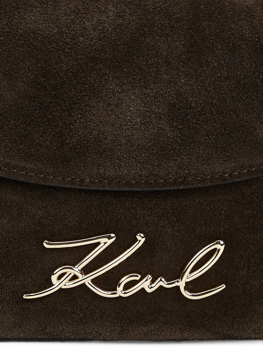 Karl Lagerfeld K Signature suede cross body bag Bruin
