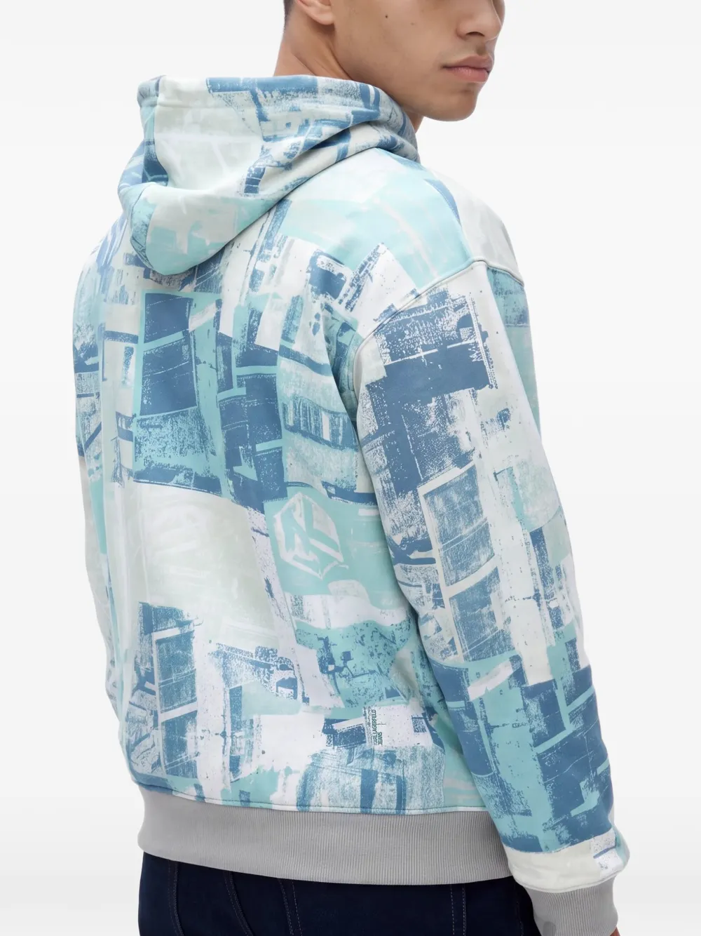 Karl Lagerfeld Jeans cityscape-print organic-cotton hoodie Blauw