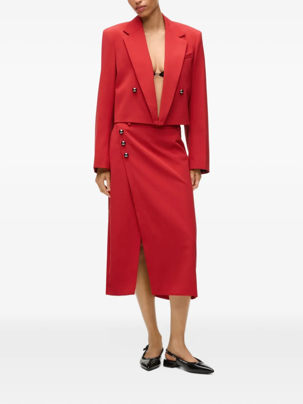 Karl Lagerfeld tailored wrap midi skirt Rood