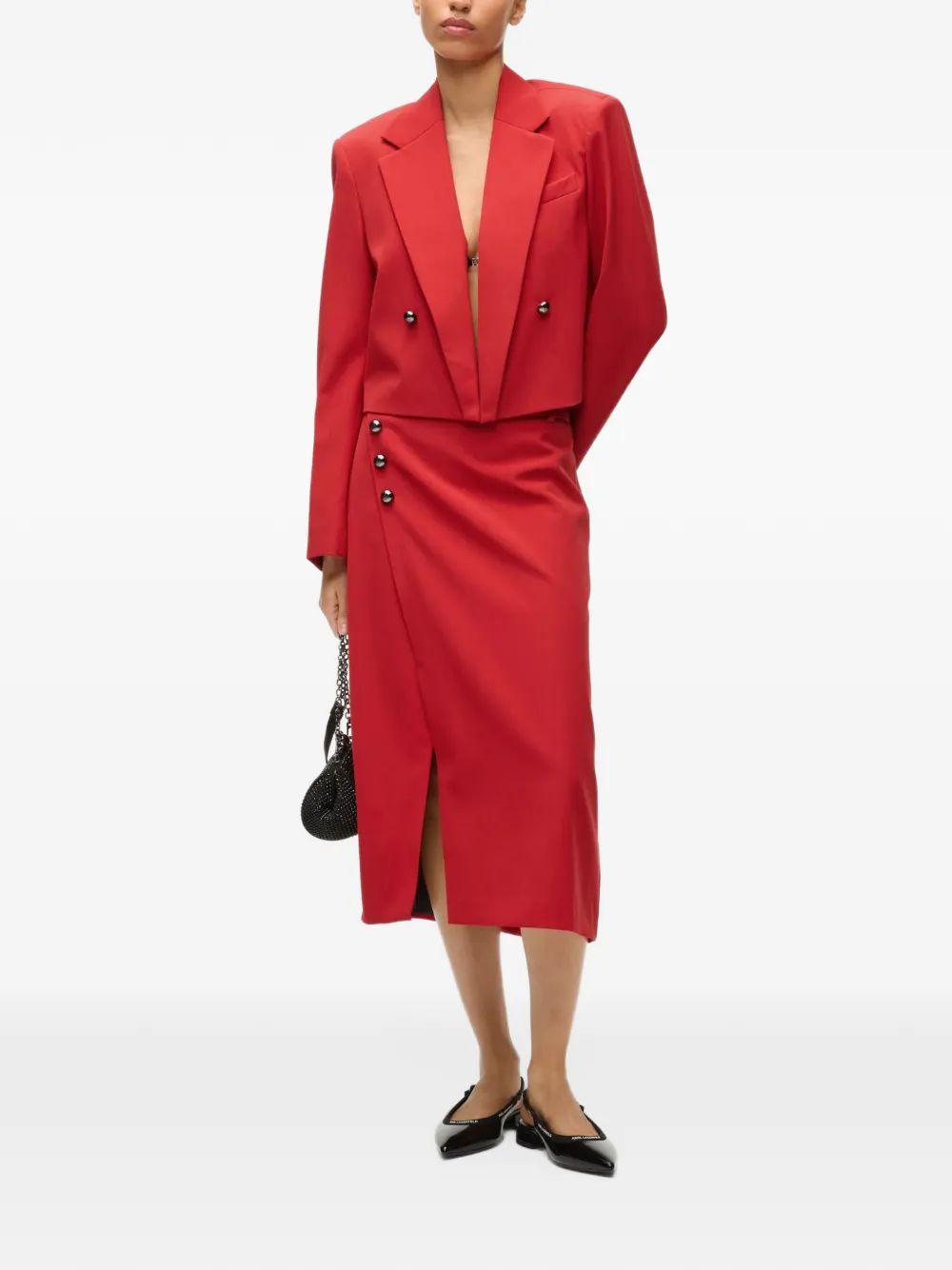 Karl Lagerfeld tailored wrap midi skirt - Rot
