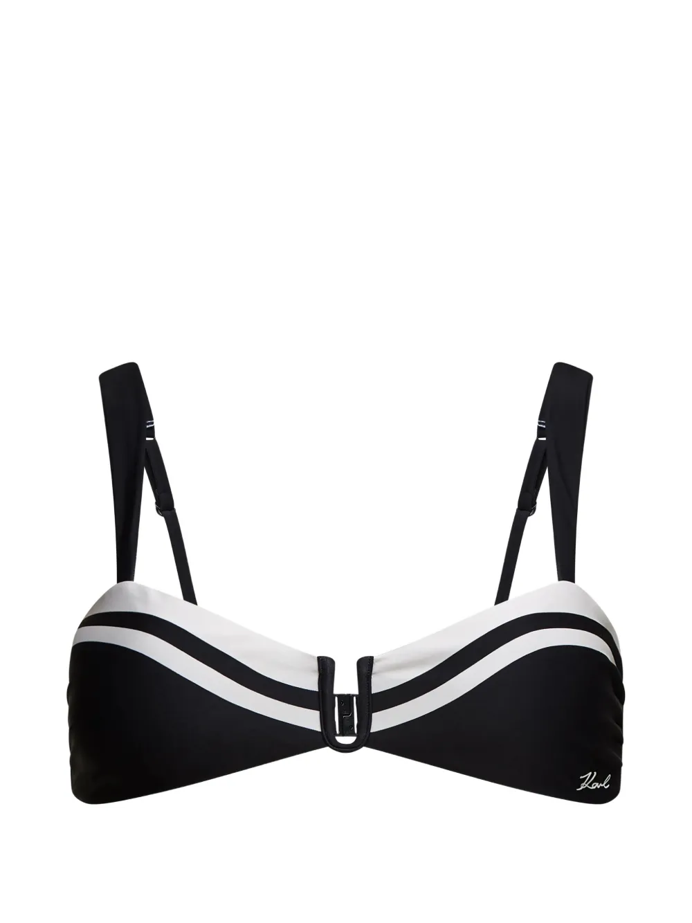 Karl Lagerfeld Signature contrast-trim bikini top Zwart