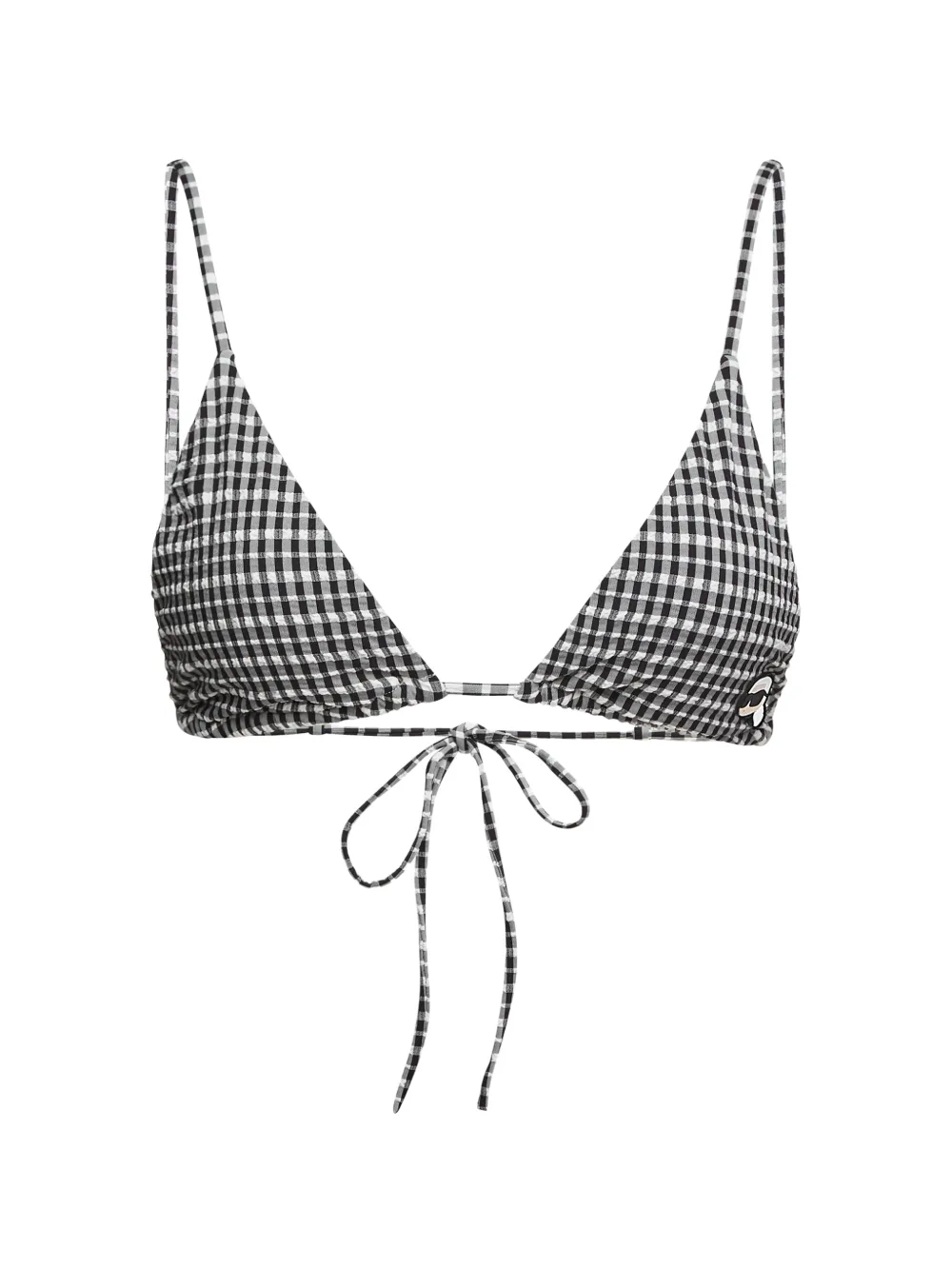 Karl Lagerfeld Ikon gingham bikini top Zwart