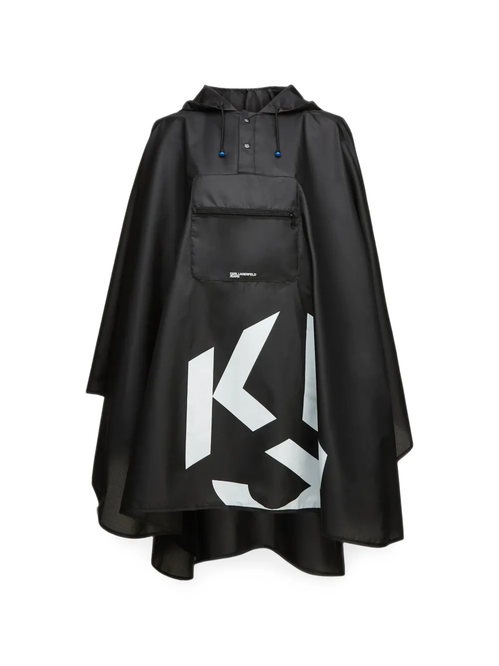 Karl Lagerfeld Jeans logo-print packable poncho Zwart