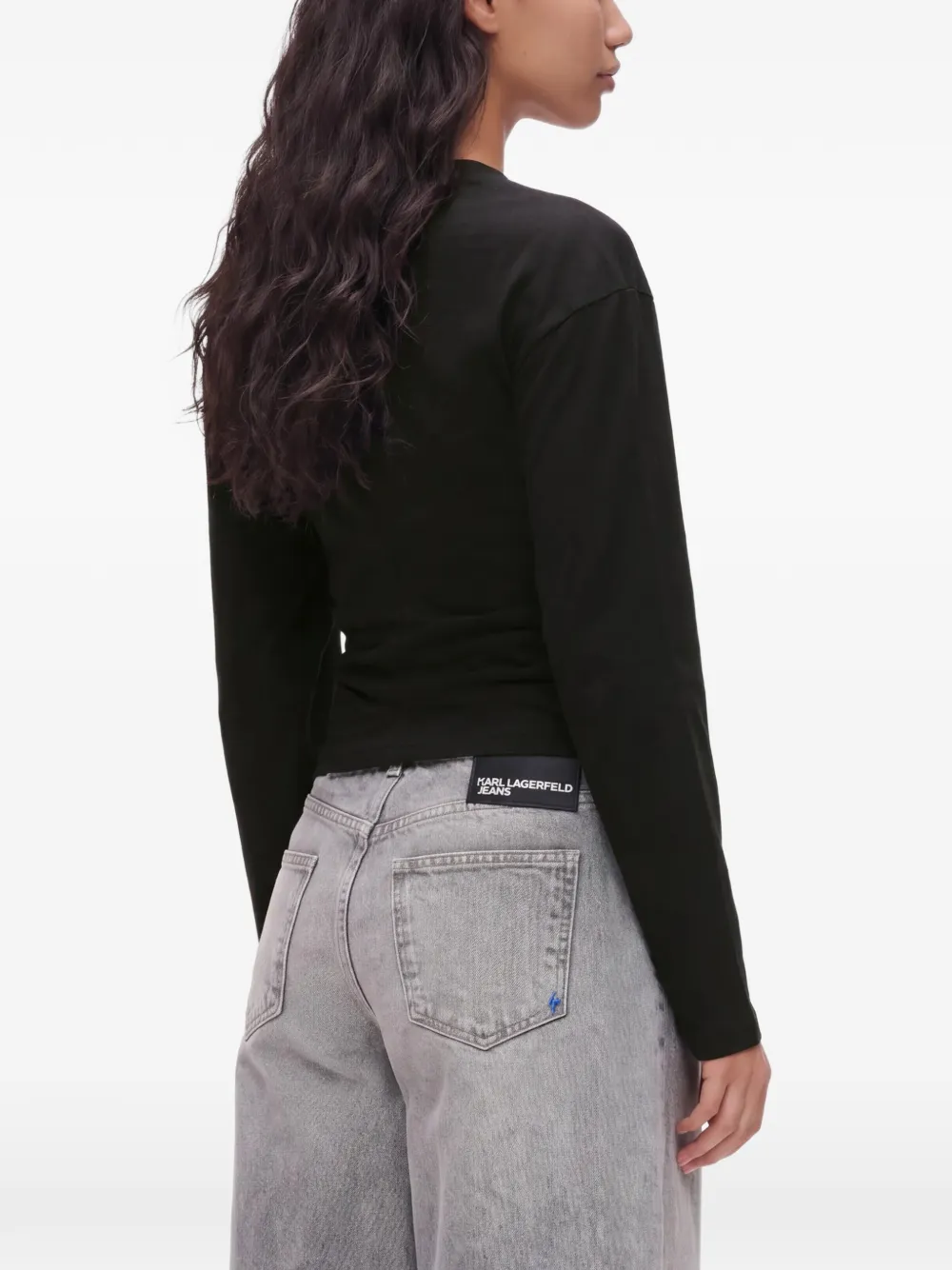 Karl Lagerfeld Jeans gathered long-sleeve T-shirt Zwart