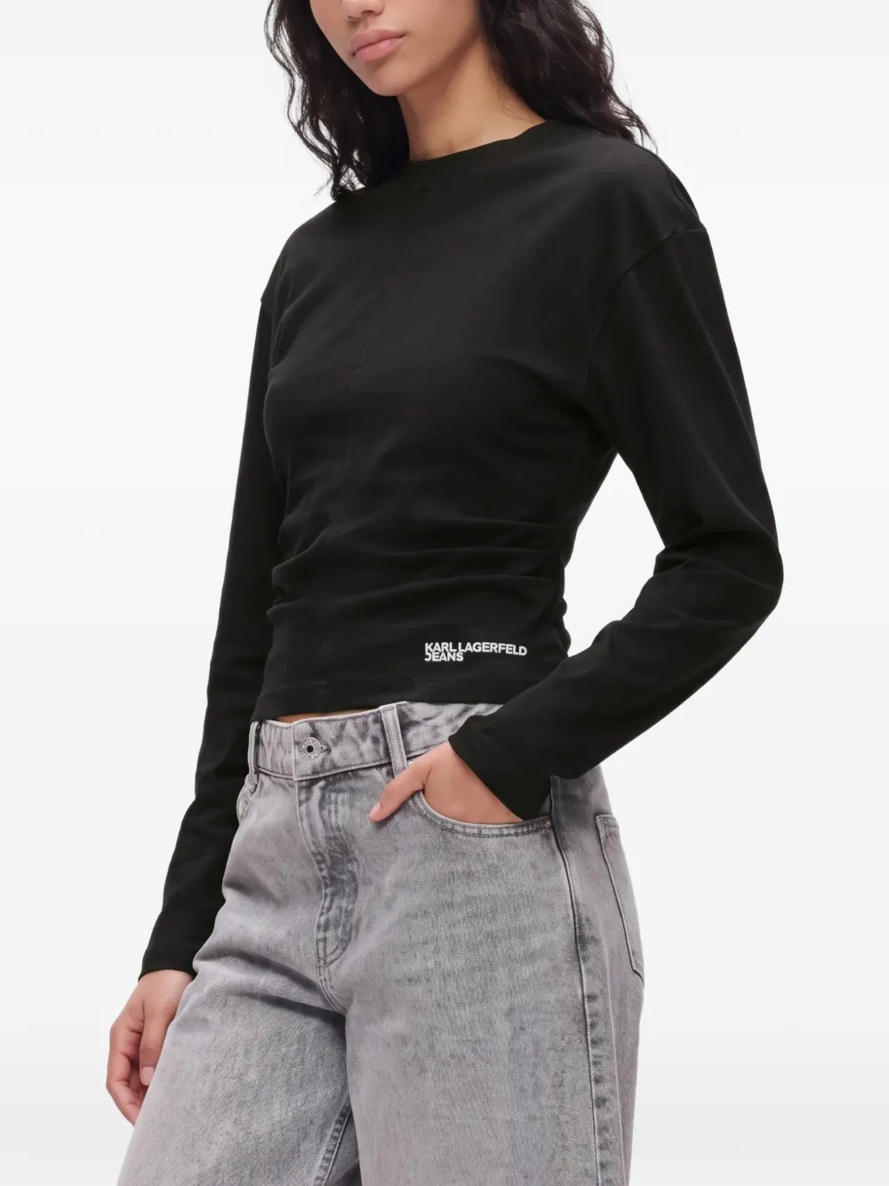 Karl Lagerfeld Jeans gathered long-sleeve T-shirt Zwart