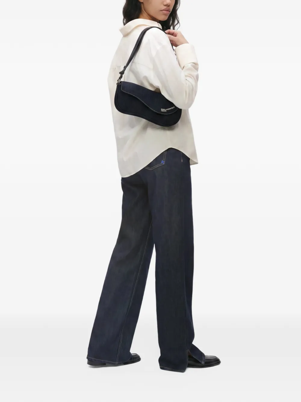 Karl Lagerfeld Jeans Wave shoulder bag Blauw