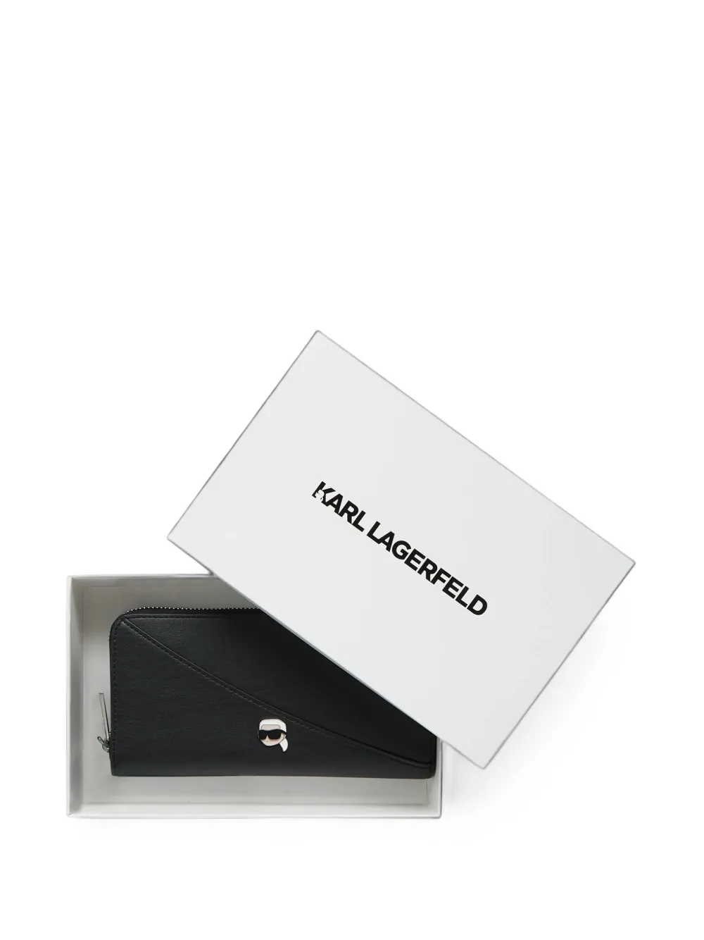 Karl Lagerfeld Ikon elongated faux-leather wallet Zwart