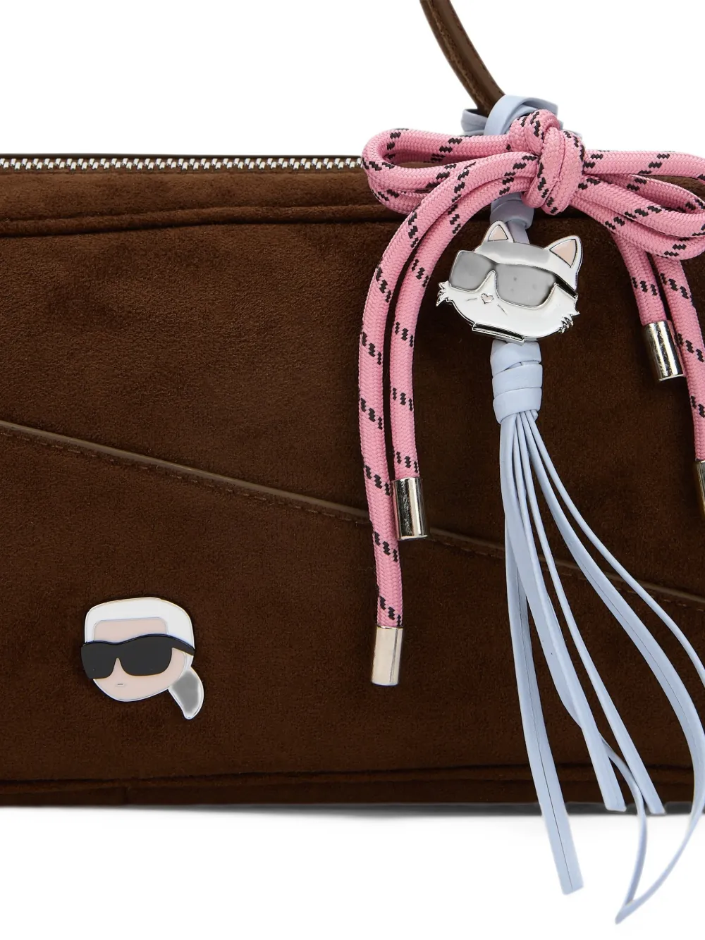 Karl Lagerfeld Ikon faux-suede shoulder bag Bruin