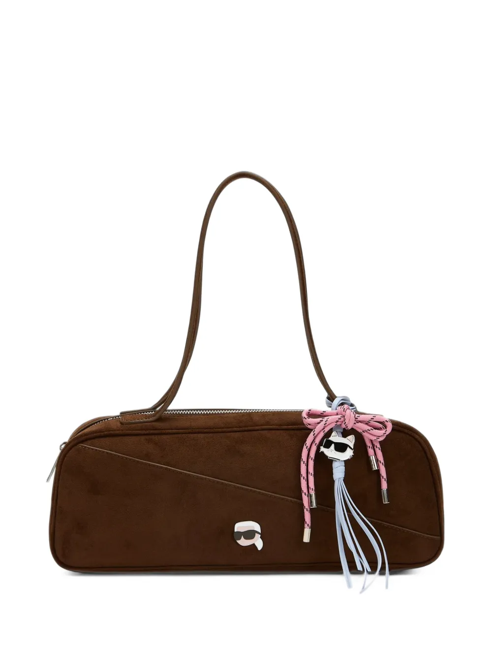 Karl Lagerfeld Ikon faux-suede shoulder bag - Marrone