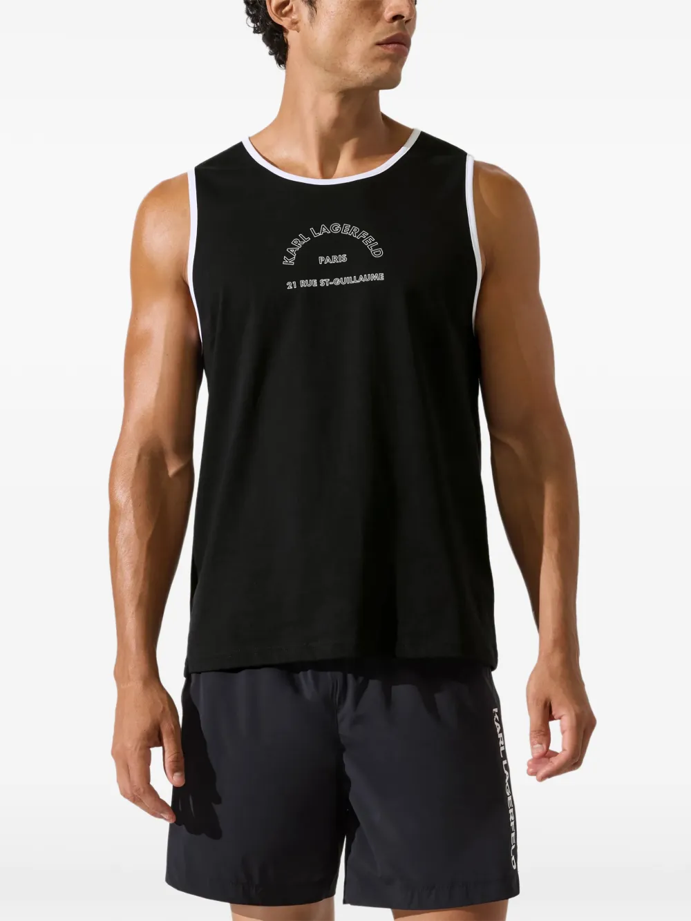 Karl Lagerfeld Rue St-Guillaume beach tank top Zwart
