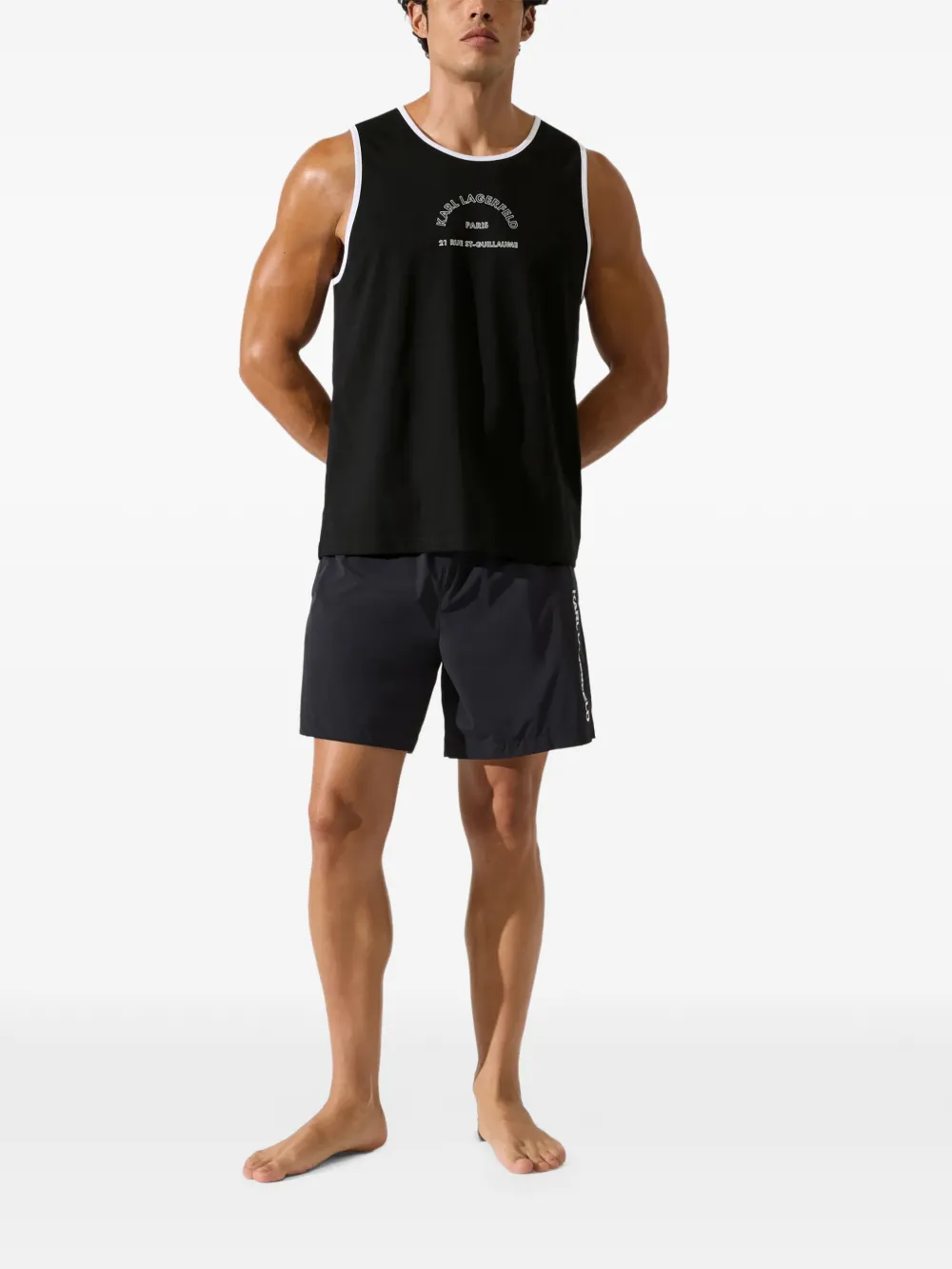 Karl Lagerfeld Rue St-Guillaume beach tank top Zwart