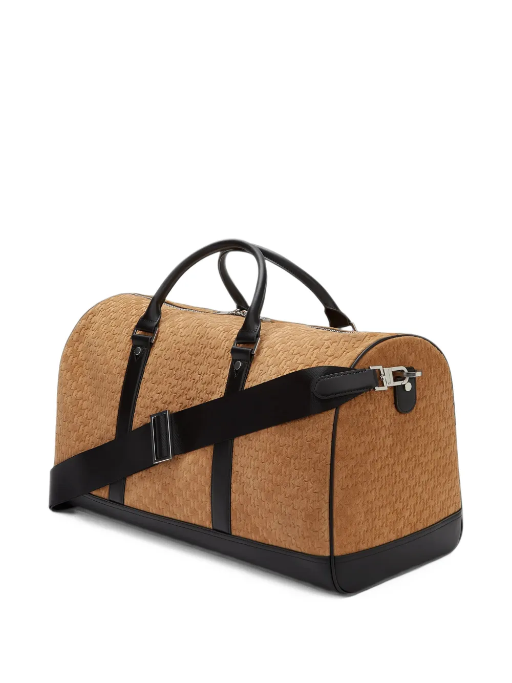 Karl Lagerfeld monogram suede weekender bag Bruin