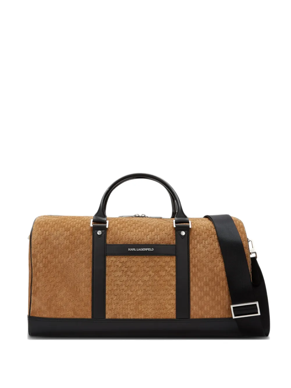 Karl Lagerfeld Borsa da weekend in pelle scamosciata con monogramma - Marrone
