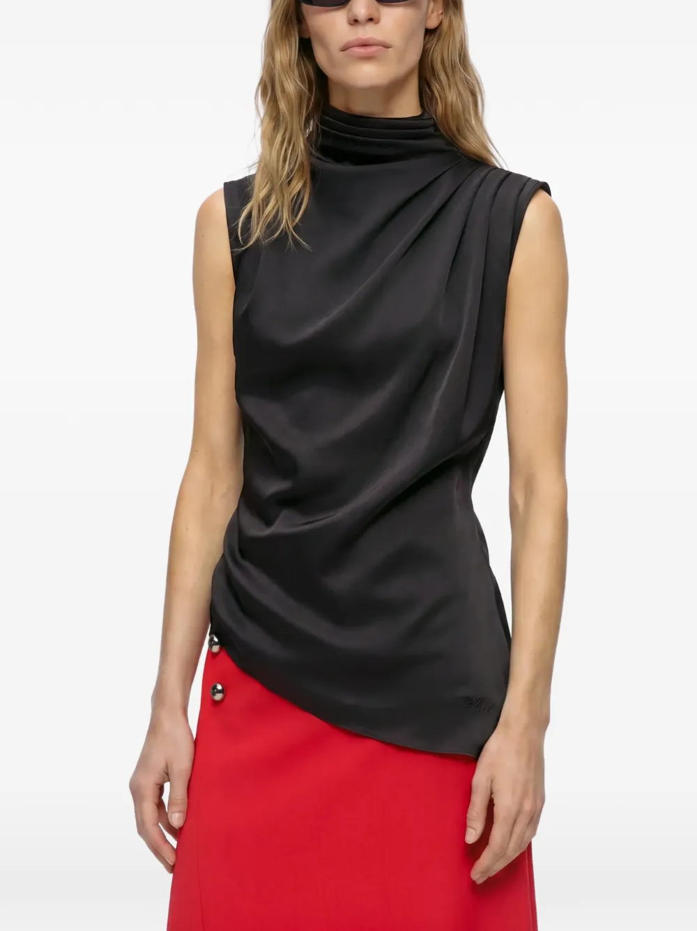 Karl Lagerfeld Top asimmetrico drappeggiato - Nero