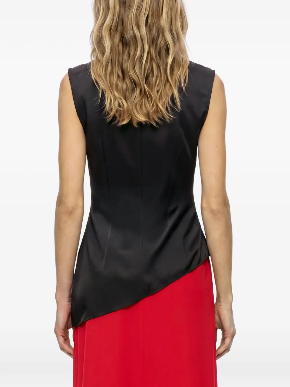 Karl Lagerfeld asymmetric draped top Zwart