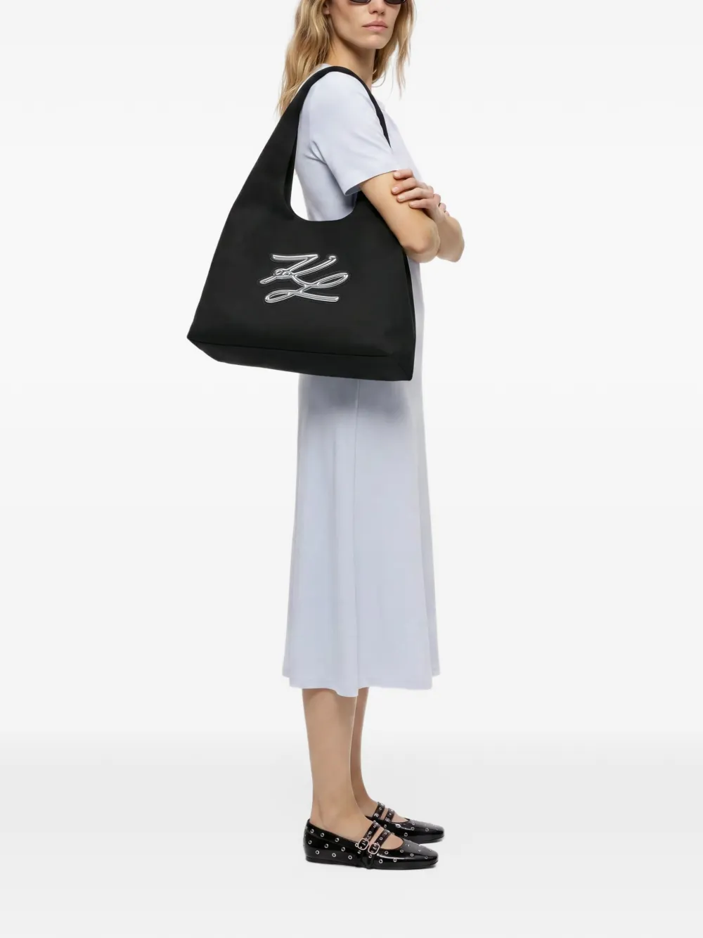 Karl Lagerfeld medium K Autograph logo-detail shoulder bag Zwart