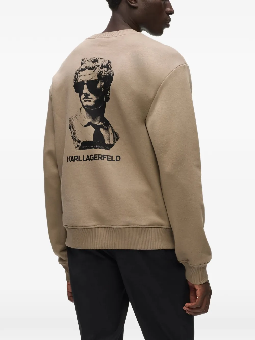 Karl Lagerfeld statue-print sweatshirt Beige