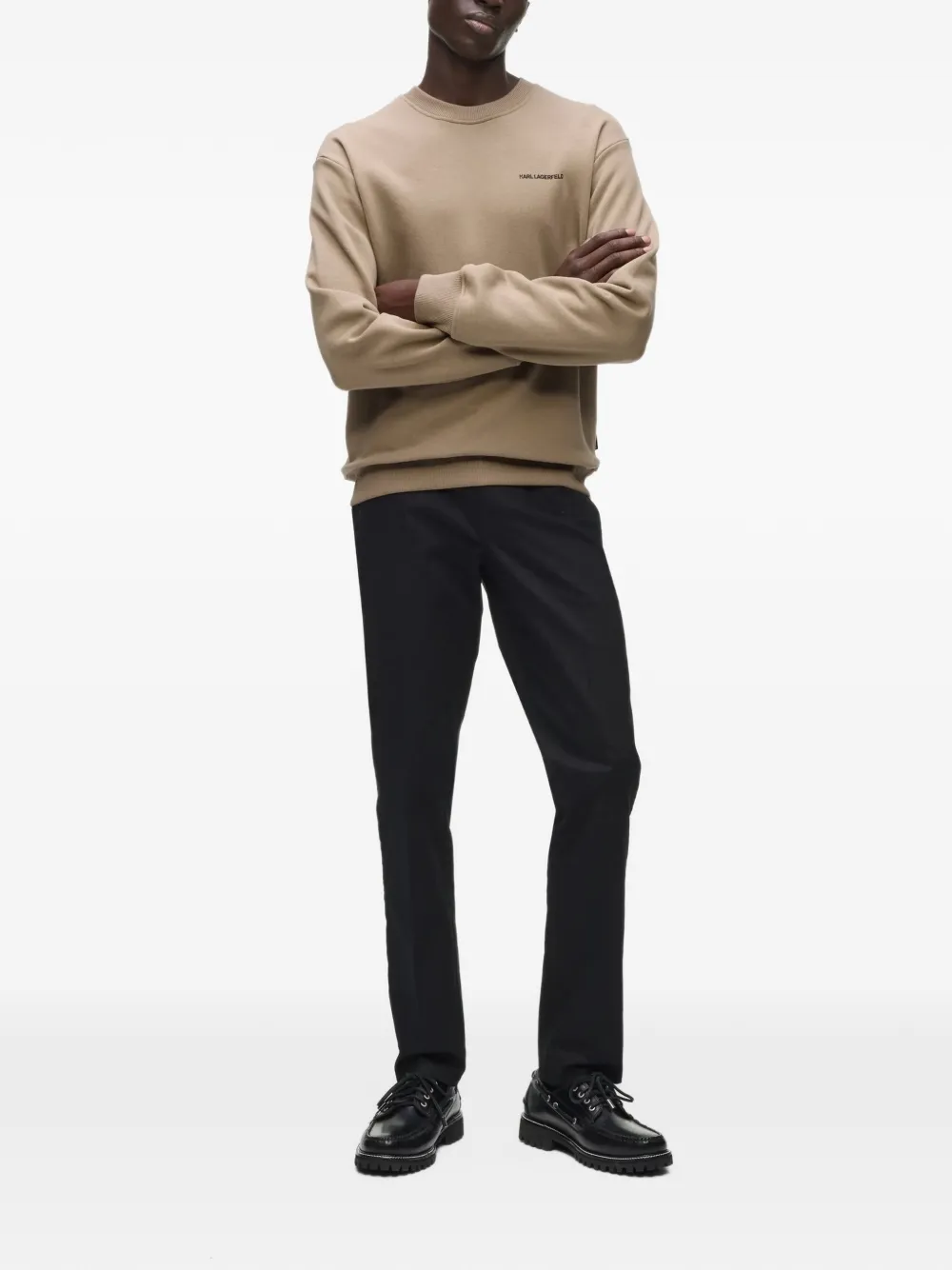 Karl Lagerfeld statue-print sweatshirt Beige