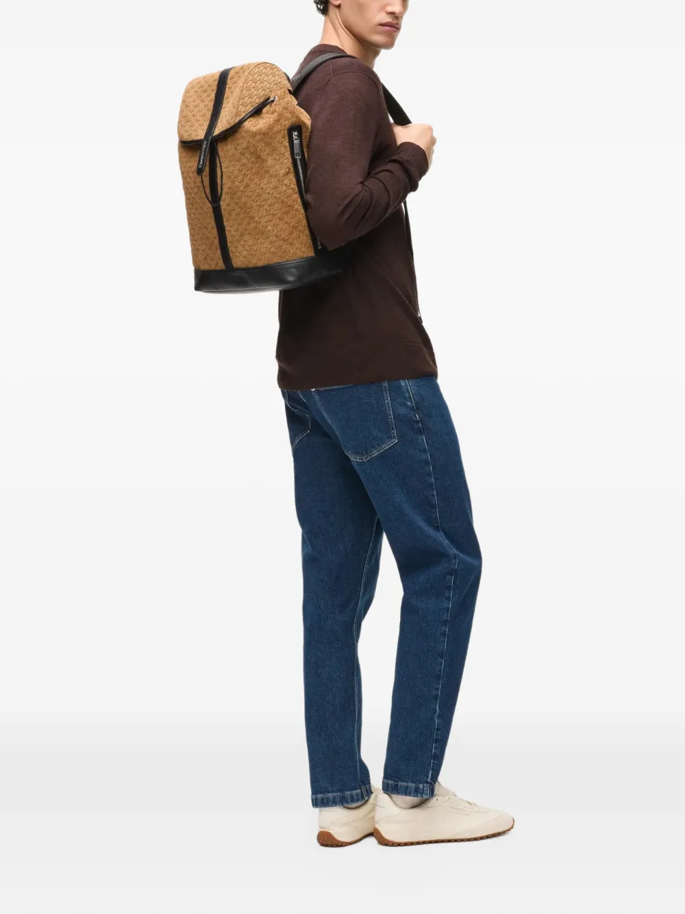 Karl Lagerfeld monogram-debossed backpack Beige
