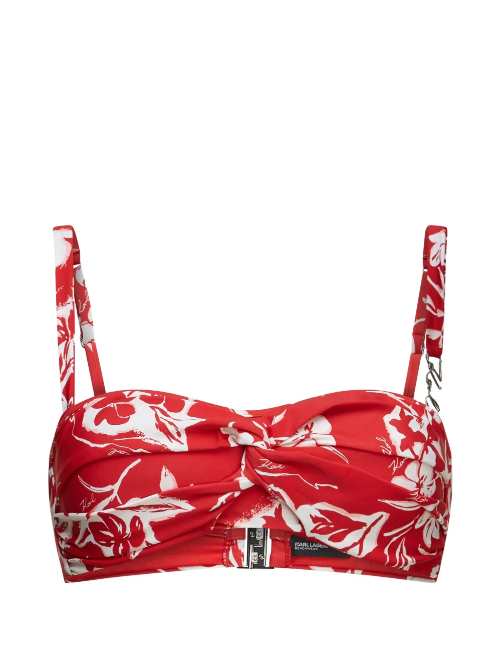 Karl Lagerfeld Signature twist-front bikini top Rood