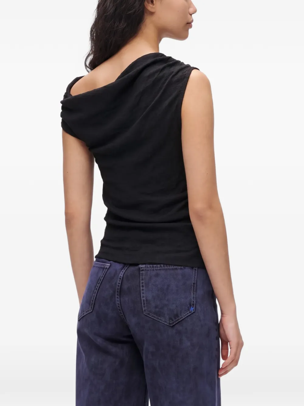 Karl Lagerfeld Jeans off-shoulder gathered top Zwart