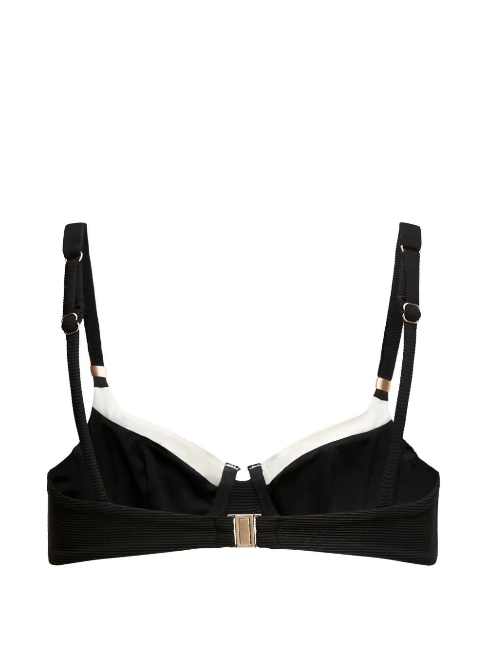 Karl Lagerfeld ribbed-knit Signature-charm bikini top Zwart