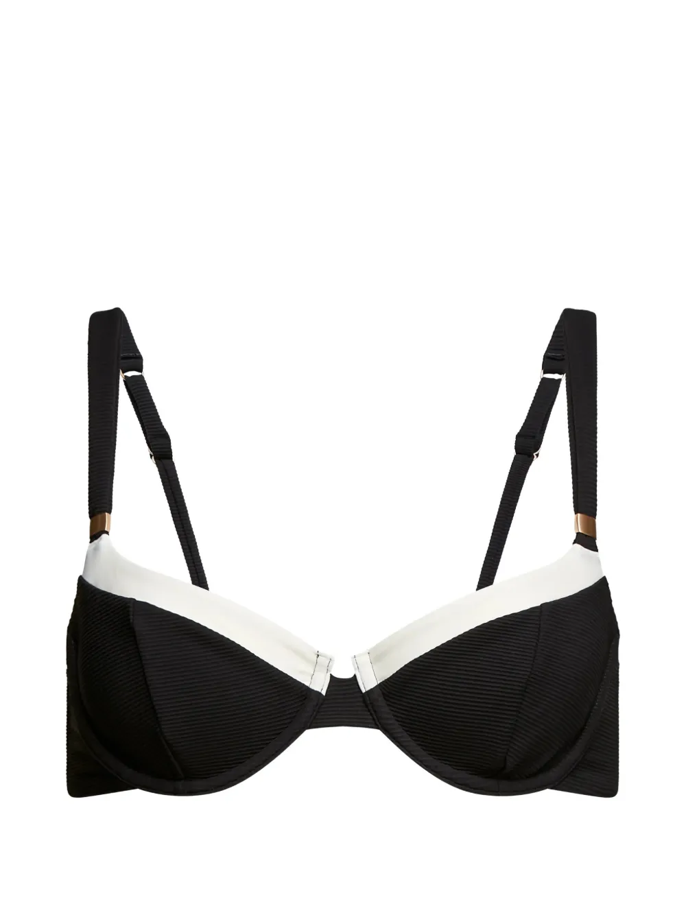 Karl Lagerfeld ribbed-knit Signature-charm bikini top - Schwarz