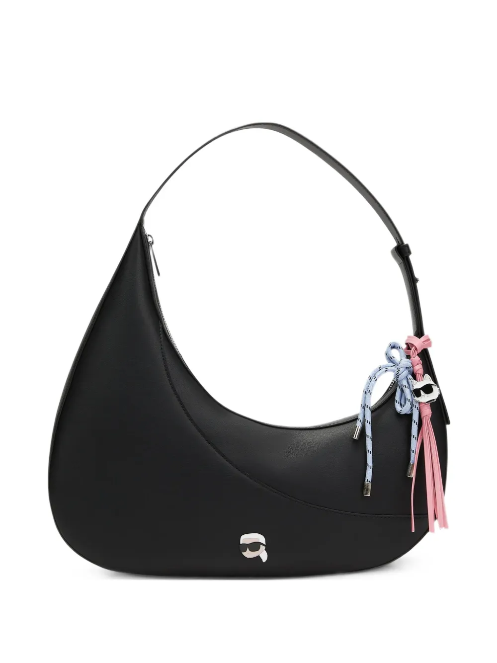 Karl Lagerfeld Ikon smooth slouchy shoulder bag - Nero
