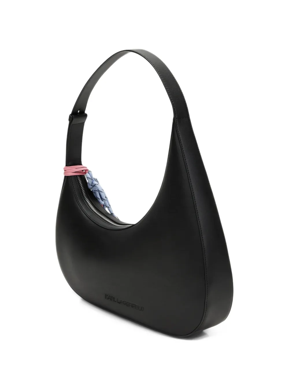 Karl Lagerfeld Ikon smooth slouchy shoulder bag Zwart