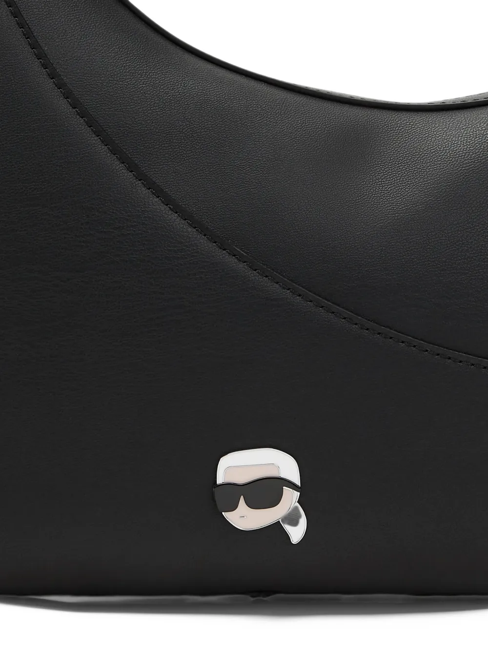 Karl Lagerfeld Ikon smooth slouchy shoulder bag Zwart