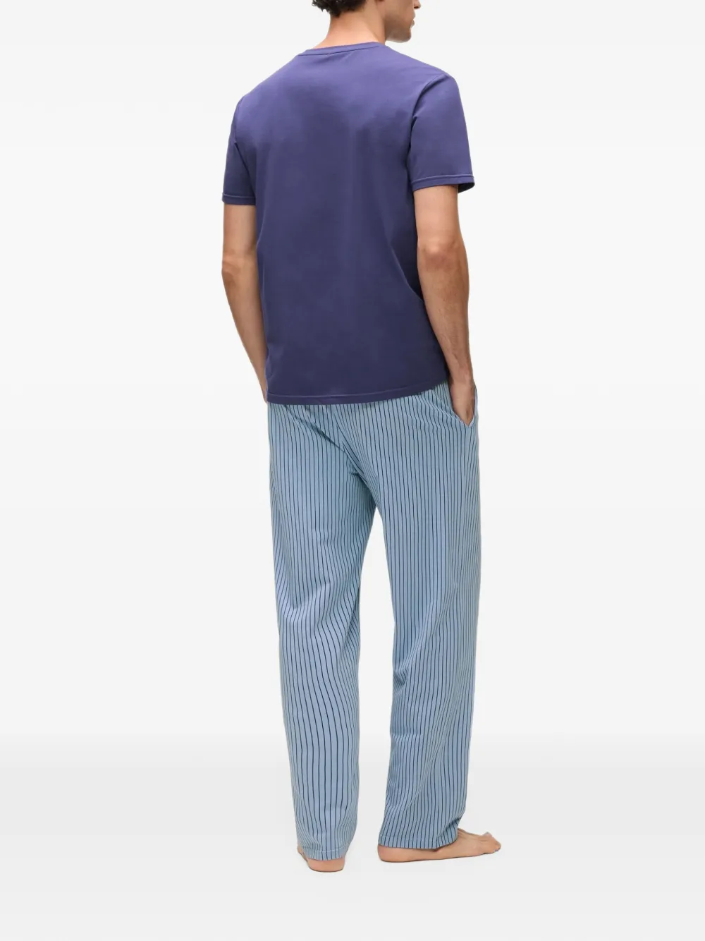 Karl Lagerfeld logo-print pinstripe pajamas Blauw