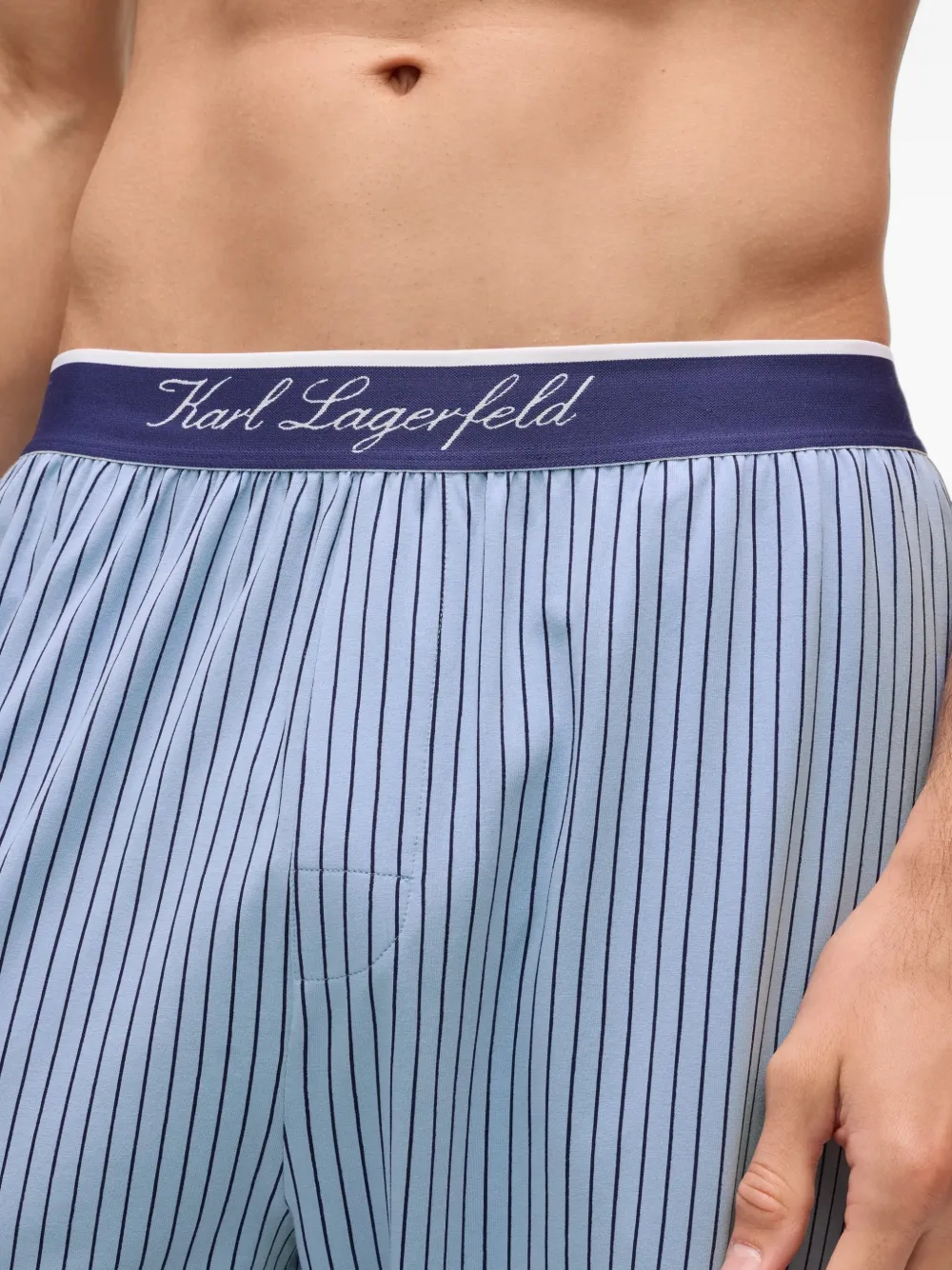 Karl Lagerfeld logo-print pinstripe pajamas Blauw