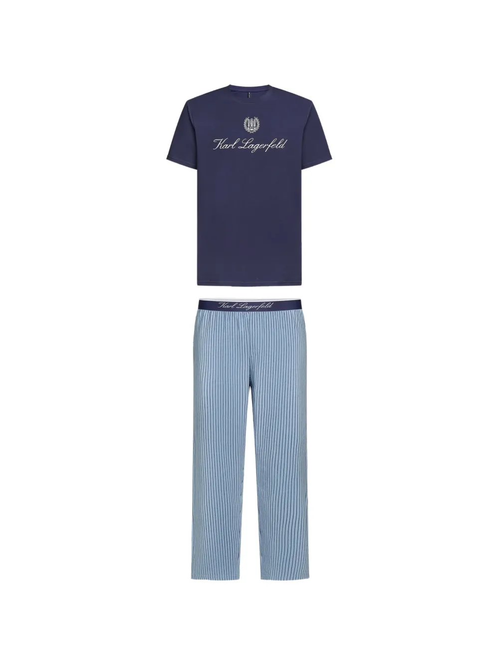 Karl Lagerfeld logo-print pinstripe pajamas - Blau