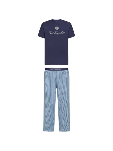 Karl Lagerfeld logo-print pinstripe pajamas