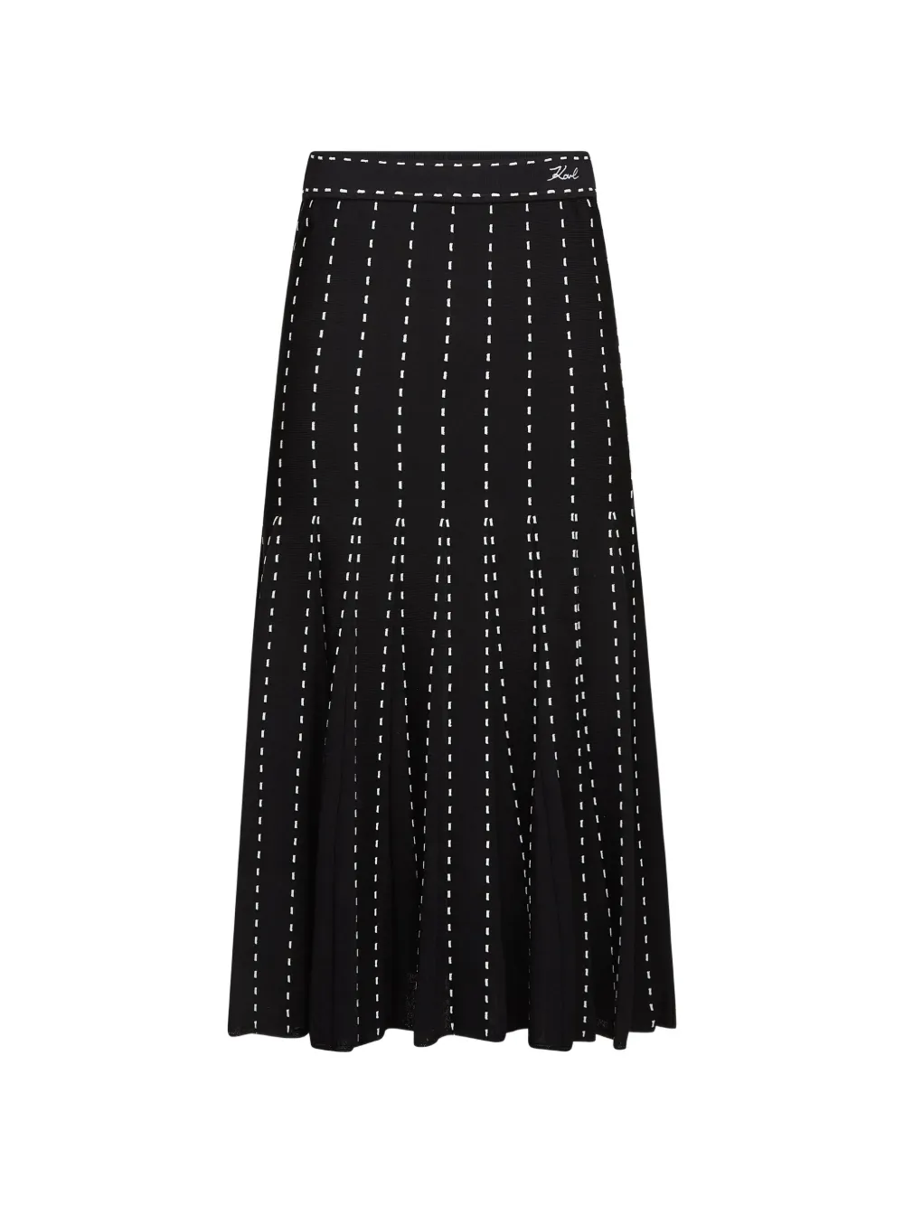 Karl Lagerfeld Gonna midi plissettata con cuciture a contrasto - Nero
