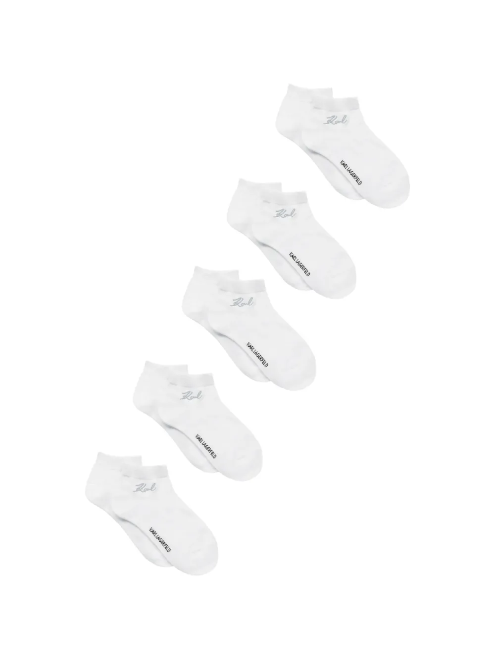 Karl Lagerfeld signature short socks (set of five) Wit