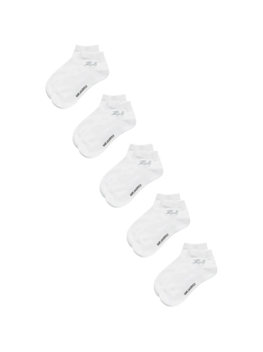Karl Lagerfeld signature short socks (set of five) Wit