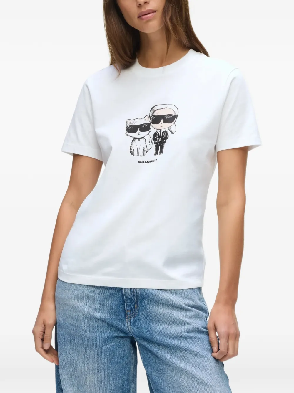 Karl Lagerfeld Ikon Karl Choupette T-shirt Wit