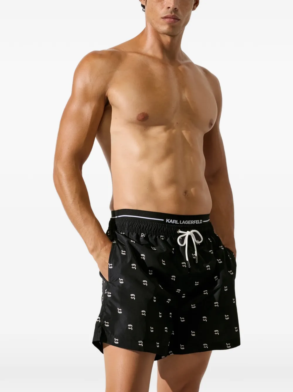 Karl Lagerfeld Ikon short swim shorts Zwart