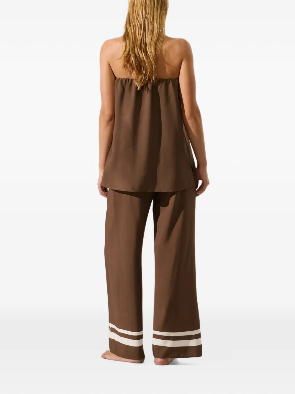 Karl Lagerfeld Signature contrast trim pants Bruin