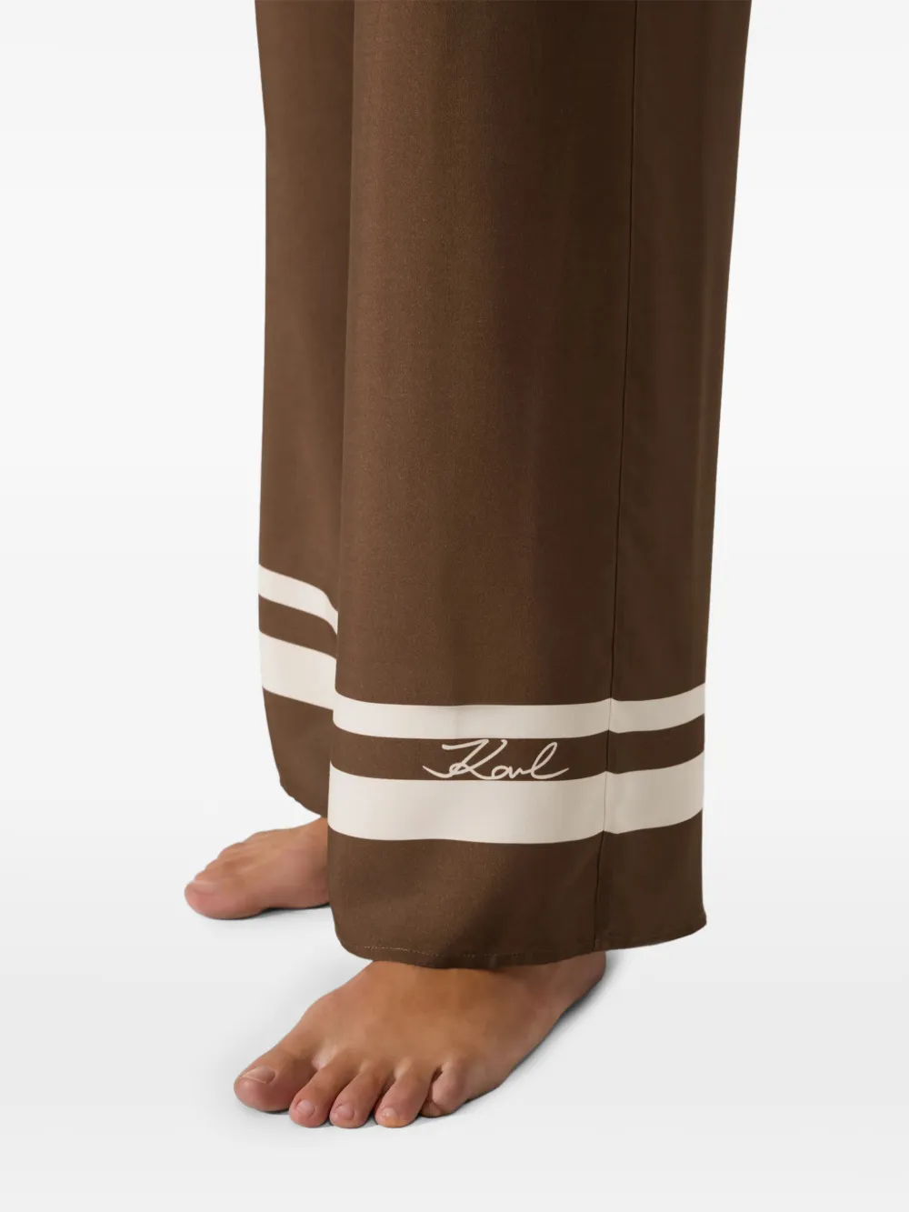 Karl Lagerfeld Signature contrast trim pants Bruin
